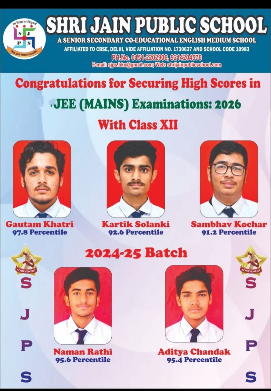 HEARTIEST CONGRATULATIONS TO SJPIANS FOR CRACKING JEE MAINS –2026